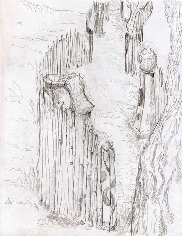 Elevation drawing of Sculpture Jam installation, Libby Park, Nov. 2009